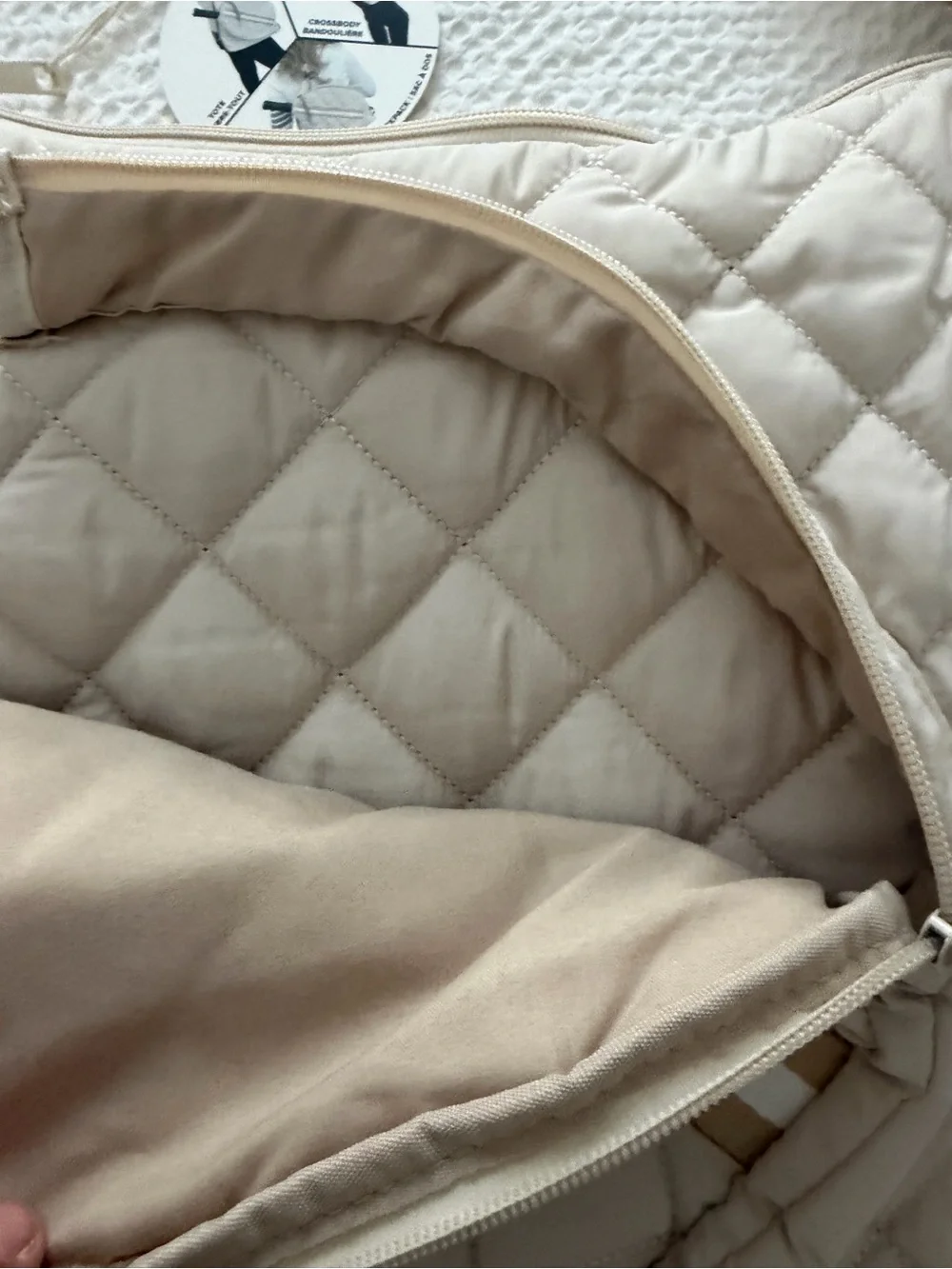 NWT Mine Women’s Quilted Cream Pickleball  Bag with Tan Stripe 3 in 1